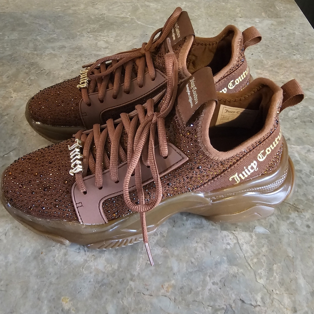 Juicy Couture rhinestone sneakers Ginger brown Adana women's size 7.5 no box - Picture 2 of 12
